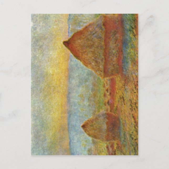 Monet Claude Heuhaufen teknik 1884? l auf Lein Vykort (Framsida)