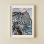 Monet Cliff of Aval & Black Horse Compilation Poster<br><div class="desc">Vackra och unika teckningar har Monets Aval-klipp,  Etretat som bakgrund till en vattendroppssvart häst med övertäckning av blommigt krona porträtt.</div>