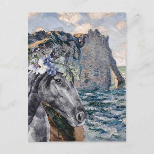 Monet Cliff of Aval & Black Horse Compilation Vykort (Framsida)