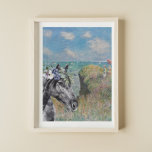 Monet Cliff Walk & Black Horse Compilation Poster<br><div class="desc">Den vackra och unika teckningen har Monets Cliff Walk i Pourville som bakgrund till en vattentät svart häst med övertäckning av blommigt krona porträtt.</div>