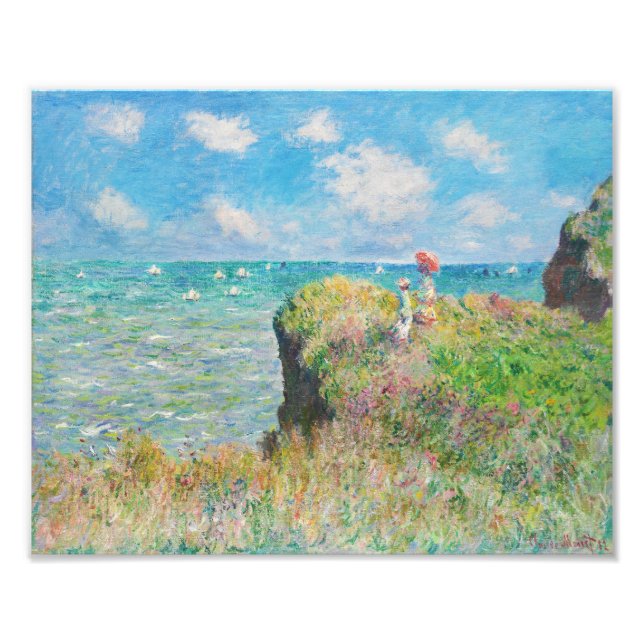 Monet Cliff Walk i Pourville Fototryck (Framsidan)