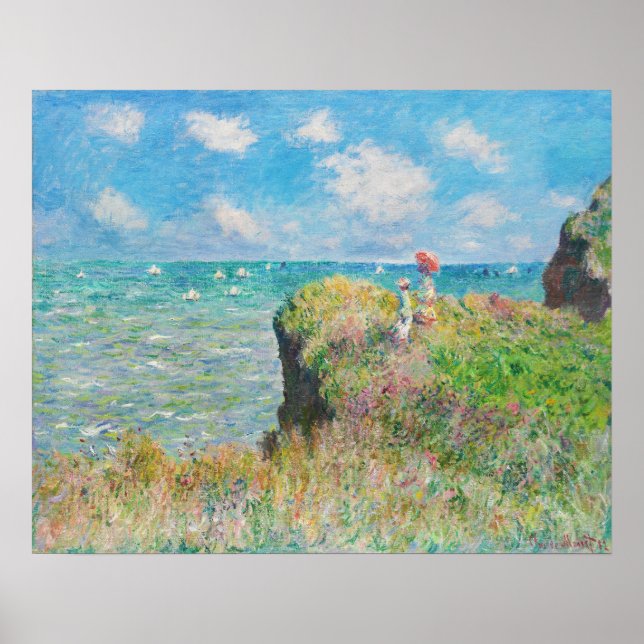 Monet Cliff Walk i Pourville Poster (Framsidan)
