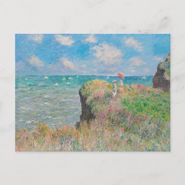 Monet Cliff Walk på Pourvil Impressionist Painting Vykort (Framsida)