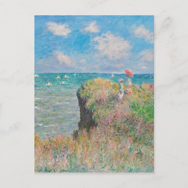 Monet Cliff Walk på Pourvil Impressionist Painting Vykort (Framsida)