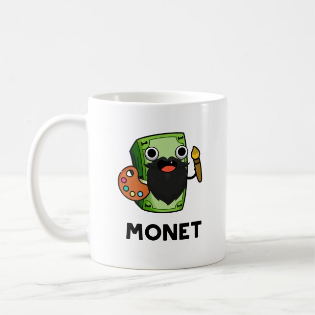 Monet Cute Artist Money Pun Kaffemugg (Vänster)