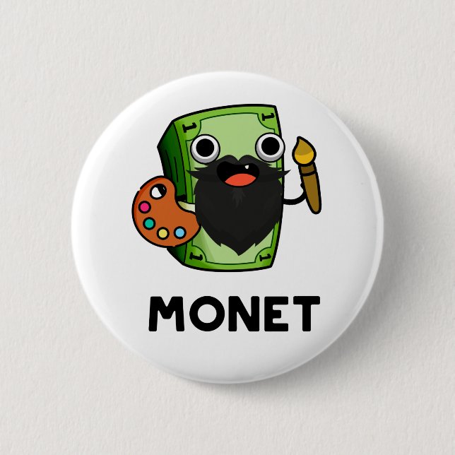 Monet Cute Artist Money Pun Knapp (Framsida)