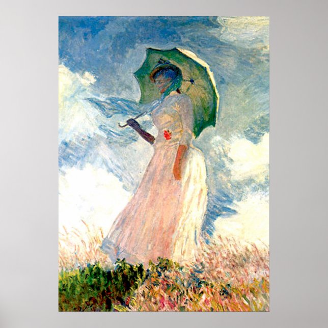 Monet Dam med Parasol Poster (Framsidan)