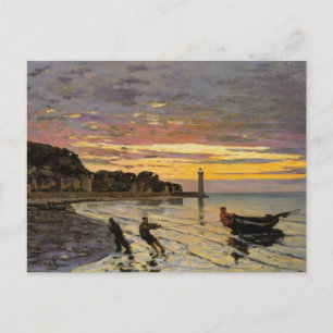 Monet - Dra en båt på land, finkonst, Vykort