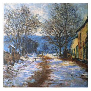 Monet - effekten av Snö i Limetz. Kakelplatta
