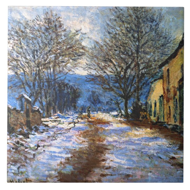 Monet - effekten av Snö i Limetz. Kakelplatta (Framsidan)