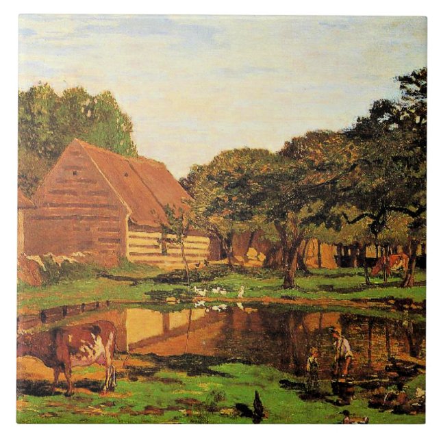 Monet - En gårdsplan i Normandie, Kakelplatta (Framsidan)