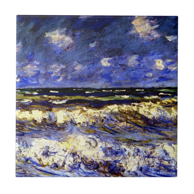 Monet - Ett stormigt hav Kakelplatta (Framsidan)