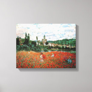 Monet fält av röda vallmor canvastryck