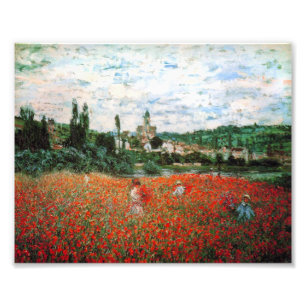 Monet fält av röda vallmor fototryck