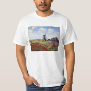 Monet fält av tulpan med kvarnT-tröja T-shirt
