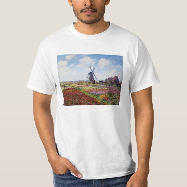 Monet fält av tulpan med kvarnT-tröja T-shirt (Framsida)
