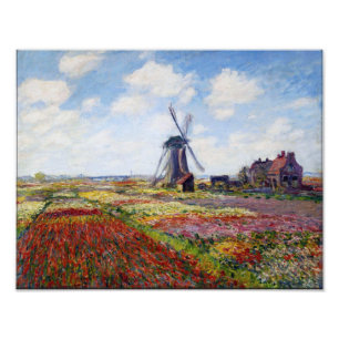 Monet fält av tulpan med kvarntrycket fototryck