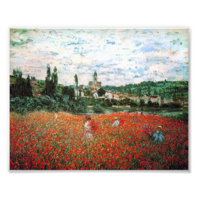 Monet Fält i Röda poppies Fototryck (Framsidan)