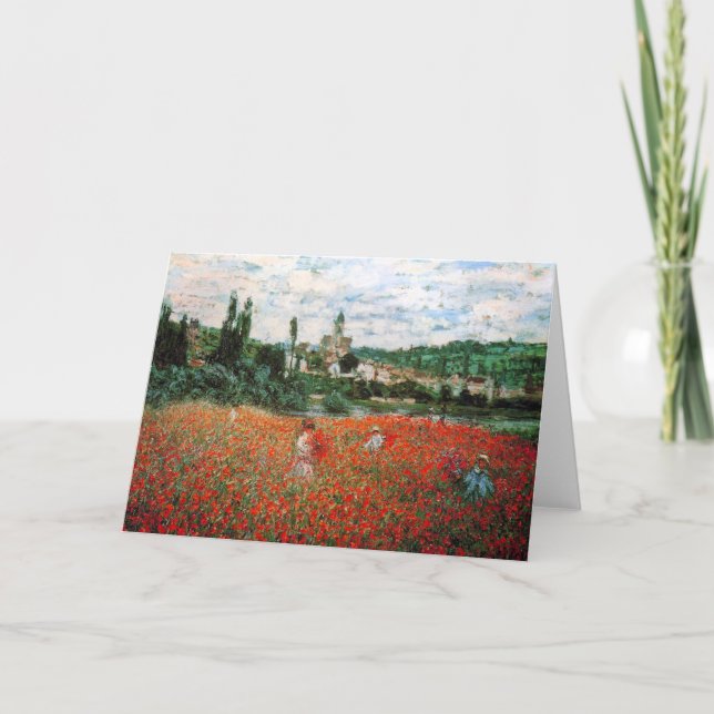 Monet Fält i Röda poppies-hälsningskort Kort (Framsida)