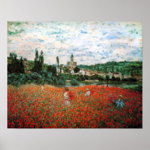 Monet Fält i Röda poppies Poster