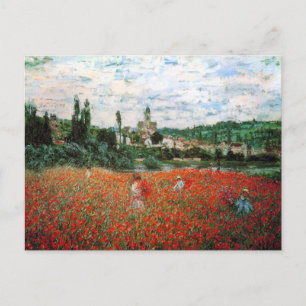 Monet Fält i Röda poppies-vykort Vykort
