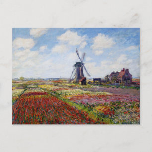 Monet Fält i Tulips med vykort för Kvarn