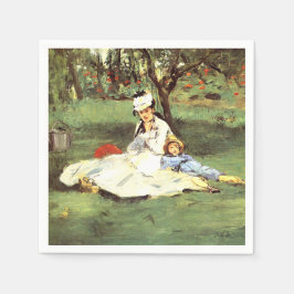 Monet-familjen i sin trädgård Edouard Manet Pappersservett