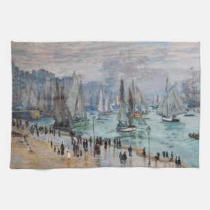 Monet - Fiskebåtar Lämnande hamnen, Le Havre Kökshandduk