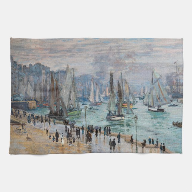 Monet - Fiskebåtar Lämnande hamnen, Le Havre Kökshandduk (Horisontell)