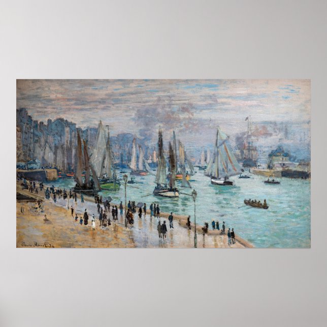 Monet - Fiskebåtar Lämnande hamnen, Le Havre Poster (Framsidan)