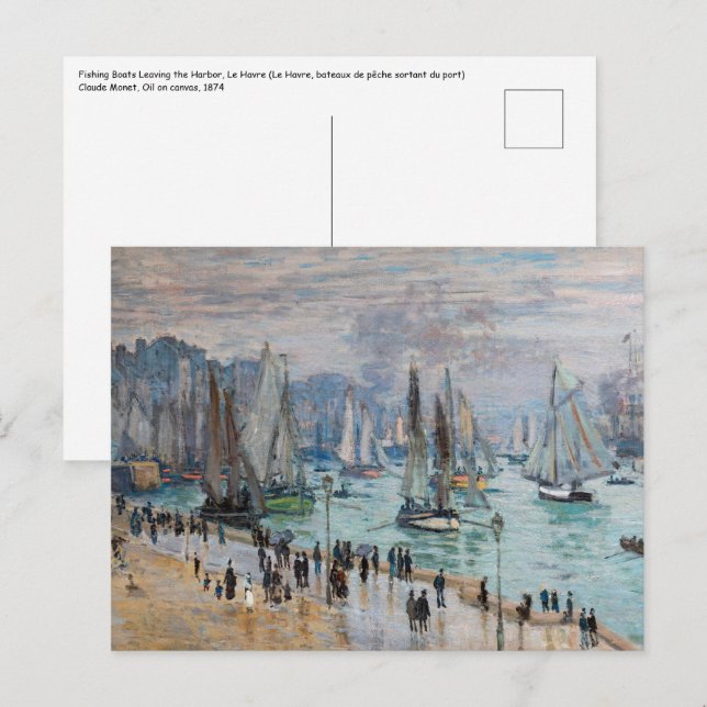 Monet - Fiskebåtar Lämnande hamnen, Le Havre Vykort (Fram/baksida)