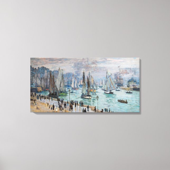 Monet - Fiskebåtar lämnar hamnen, Le Havre Canvastryck (Framsida)