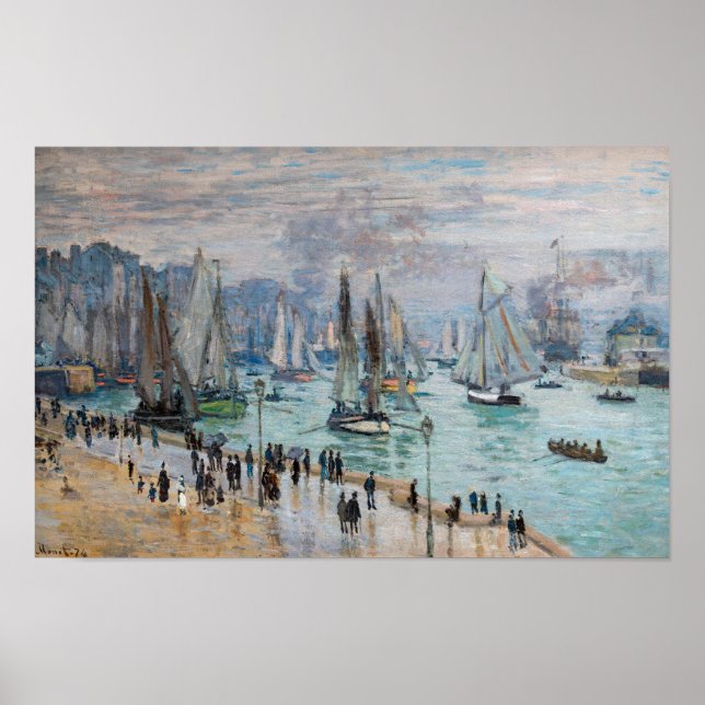 Monet - Fiskebåtar lämnar hamnen, Le Havre Poster (Framsidan)