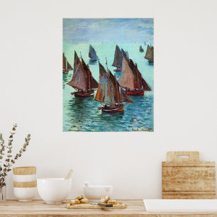 Monet - Fiskebåtar, Lugn Sea Poster