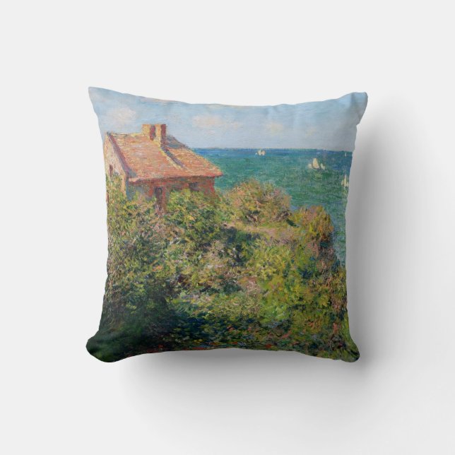 Monet: Fiskermannens byn i Varengeville-konstverke Kudde (Framsida)