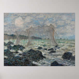 Monet - fisknät i Pourville Poster
