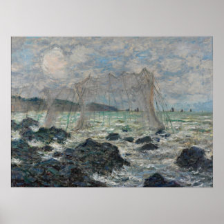 Monet - fisknät i Pourville Poster