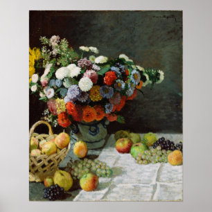 Monet - Fortsatt liv med blommor och frukt Poster