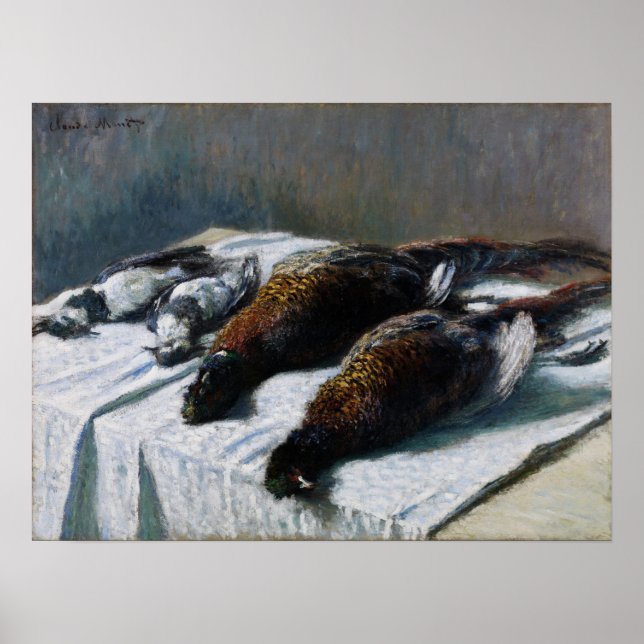 Monet - Fortsatt liv med fasaner och plättar Poster (Framsidan)