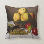 Monet - Fortsatt liv med päron och druvor Kudde<br><div class="desc">Claude Monet-målning,  stilla Livet med päron och druvor,  dekorator dekorativ kudde.</div>