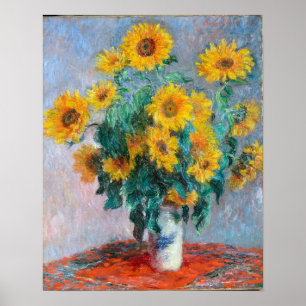 Monet Frankrike Bouquet Solblommor Impressionist P Poster
