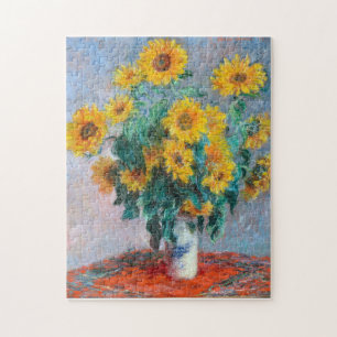 Monet Frankrike Bouquet Solblommor Impressionist P Pussel