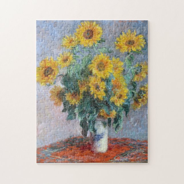Monet Frankrike Bouquet Solblommor Impressionist P Pussel (Vertikal)