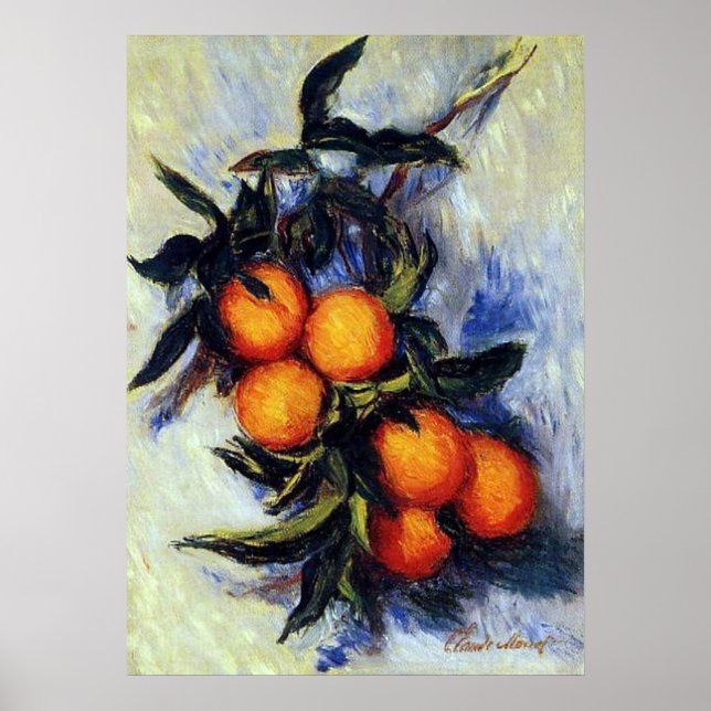 Monet Frankrike Gren av Orange Bearing Fruit Beröm Poster (Framsidan)