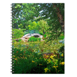 Monet Frankrike Impressionist People Bridge Park P Anteckningsbok