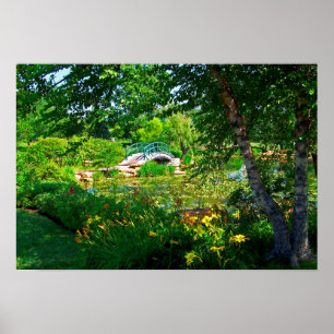 Monet Frankrike Impressionist People Bridge Park P Poster