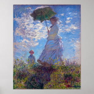 Monet Frankrike Impressionist People Woman med pär Poster