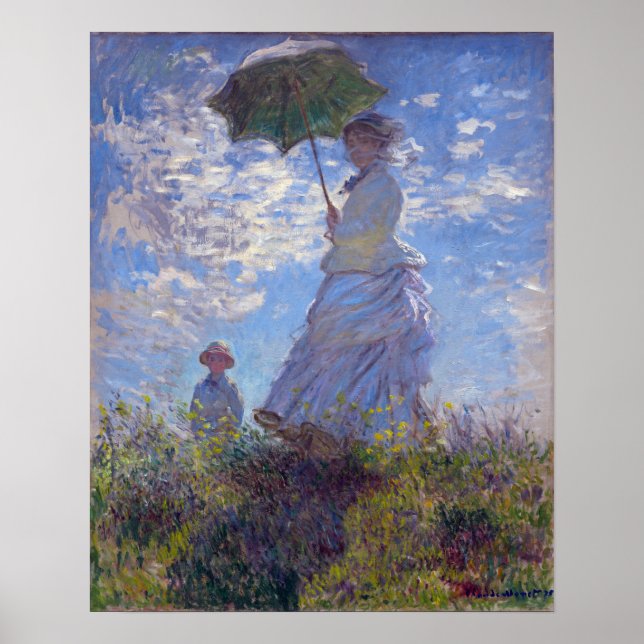 Monet Frankrike Impressionist People Woman med pär Poster (Framsidan)