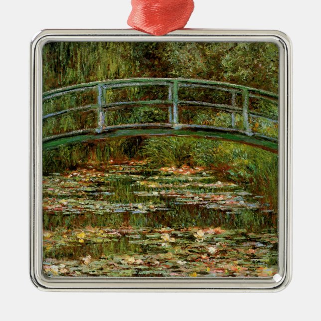 Monet Fransk Japansk Bridge Art Julgransprydnad Metall (Framsidan)