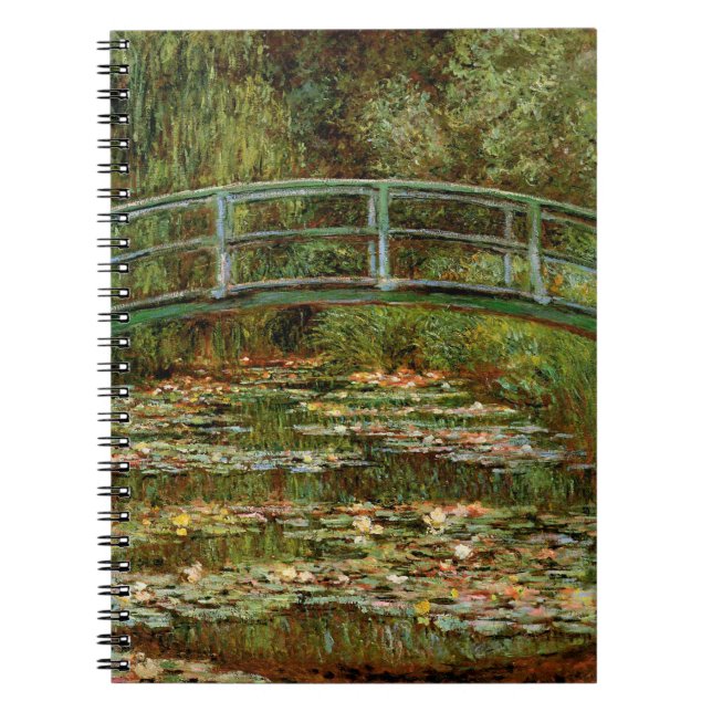 Monet Fransk Japansk Bridge Giverney Anteckningsbok Med Spiral (Framsidan)